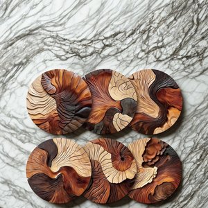 Handmade Durable Wooden Art Deco Round Wood Slice Coaster Table <b>Mat</b> with Wall Mount for Home <b>Bar</b> and Wedding Decor - Product Image 6