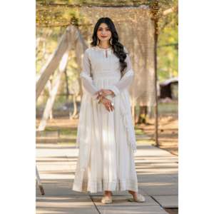 ชุดเดรส Anarkali แฟนซี พร้อมผ้าคลุมไหล่และกางเกง สำหรับงานปาร์ตี้และชุดคลับ - Product Image 3