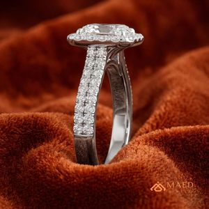 <b>Silver</b> <b>Emerald</b> Halo Moissanite <b>Ring</b> Gold Plated Prong Elegant Womens Engagement Jewelry Luxury Fashion <b>Ring</b> NYC Style Gift - Product Image 3