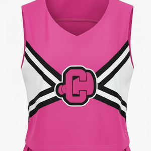 Ensemble d'uniformes de cheerleading sur mesure de haute qualité, 100% polyester respirant, impression par sublimation, service OEM, pour femmes. - Product Image 2