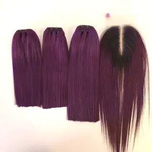 Raw Virgin Hair Vietnamese Bone Straight Hair Extensions 100% human hair Purple Color Sale Off