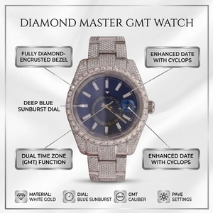 Reloj Clásico con Diamantes Moissanite en Tono Blanco, Totalmente Cubierto de Piedras, Estilo Hip Hop, Movimiento Automático VVS, Acero Inoxidable de Lujo - Product Image 6