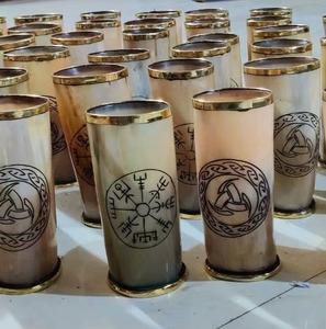 Taza de Cuerno de Búfalo Ecológica Personalizada, Hecha a Mano, Pulida, con Parte Superior Corta, para Beber, Decoración de Bodas, Regalo, Dios, Gracia - Product Image 1