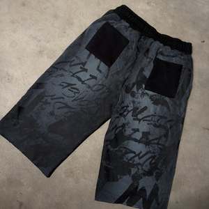 Custom Men's Solid Casual Sun Fade <b>Lace</b> 100% Cotton Terry Mid <b>Elastic</b> Waist 360g Heavyweight Screen Printed Distressed Shorts - Product Image 2