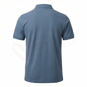 Polo à manches courtes bleu pour homme, en coton piqué, décontracté, respirant, uni, avec poche, coupe classique - Product Image 2