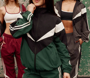Color Block Windbreaker <b>Jacket</b> With Stand Collar Zipper Closure Sporty Style Unisex Polyester Autumn Wear - Product Image 3