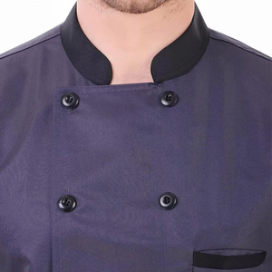 Veste de chef pour homme gris foncé à manches longues en polyester, fermeture boutonnée tissée, uniforme de restaurant, best-seller - Product Image 4