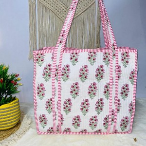 Cotton Panelled Bohemian Tote Bag With Red <b>Hearts</b> Blue Stripes Open <b>Top</b> Women's Shopping Shoulder Bag - Product Image 4