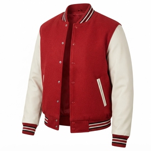 Veste varsity verte pour homme avec manches crème et bordure orange, coupe classique, vêtement d'extérieur décontracté - Product Image 6