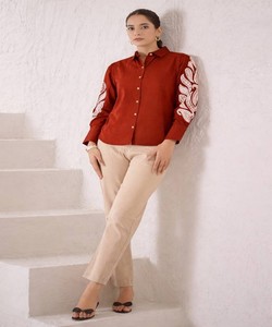 Kurta de Algodón Bordado para Mujer, Blusa con Botones, Estilo Étnico Informal, Secado Rápido, para Todas las Temporadas 84439-2 - Product Image 3