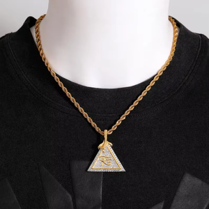 Colgante de Pirámide con Ojo de Horus Chapado en Rodio, Joyería Hip Hop de Oro y Plata para Hombres y Mujeres, Ideal para Fiestas - Product Image 3