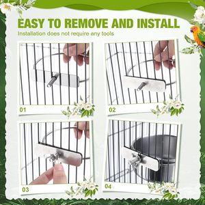Premium Quality Portable <b>Bird</b> <b>Feeder</b> Hanging Stainless Steel <b>Cage</b> Coop with Hook Cup Bowl for <b>Bird</b> Parrot's Water Food Dish - Product Image 5