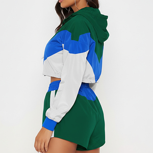 Conjunto de 2 Piezas de Chaqueta Corta de Alta Calidad para Mujer, 100% Algodón, con Encaje por Encima de la Rodilla, Chaqueta Corta con Bloques de Color, Logotipo Personalizado, Chándal - Product Image 5