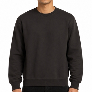 Sweat-shirt pour homme, col rond, noir, premium, lourd, décontracté, pull-over, style oversize, vêtements décontractés pour homme, style de vie pour homme - Product Image 1