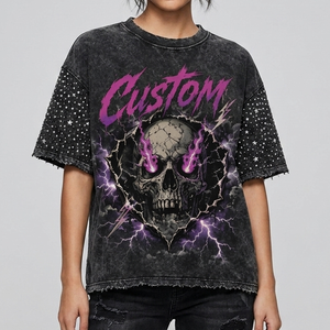 Camiseta sin mangas con estampado gráfico de diamantes de imitación personalizados, 100% algodón jersey, tela suave, nuevo diseño moderno, para unisex. - Product Image 3