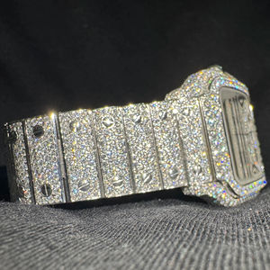 Montre de qualité export, carrée, antique, en quartz, style japonais, avec diamants Moissanite, en acier inoxydable, étanche, pour mariage et anniversaire - Product Image 1