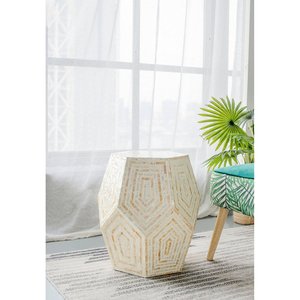Hot selling Bone inlay Polygon side table With Geometric Pattern MDF table with Bone Work for Home Office Living Room Decor - Product Image 5
