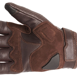 Unisex Brown Leather Racing <b>Gloves</b> Full Finger Breathable Panelled Design Buckle Closure Outdoor Riding Use - Product Image 5
