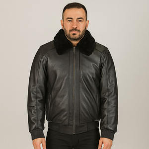Veste d'hiver pour homme de qualité supérieure au meilleur prix, en cuir véritable, coupe-vent, imperméable, teinte unie, toutes tailles disponibles - Product Image 1