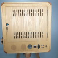 Machine Photobooth Portable avec Caméra et Écran Tactile 15,6 Pouces, Modèle Vintage en Bois pour Mariages, Clubs et Événements Privés