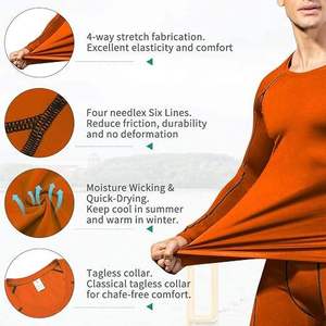 <b>Men's</b> Full Sleeve <b>Compression</b> <b>Shirt</b> Orange Spandex/Polyester Breathable Sublimation Printed Quick Dry Sport Top for Muscle - Product Image 4
