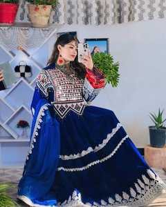 Fabrication professionnelle, robe formelle moderne légère de style vintage afghan pour femmes, appliques brodées, dentelle, robe afghane Kuchi - Product Image 5