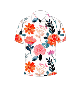 เสื้อโปโลชายลายดอกไม้เขตร้อน พิมพ์ลายทั้งตัว แขนสั้น สไตล์ลำลอง สำหรับเล่นกอล์ฟ - Product Image 1