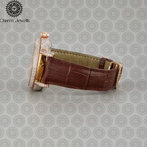 Montre mécanique de luxe pour homme Charm Jewells, boîtier en or rose, bracelet en acier inoxydable, cadran de 40 mm, cristal saphir, design ajouré, 10 bars - Product Image 3