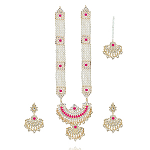 Indian Stylish Layered Pearl Rani Haar Long Kundan Necklace Jewellery Set Wedding Engagement Party Gift Antique Gold Plated - Product Image 3