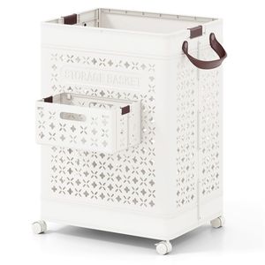 Cesto per Bucato Pieghevole da 20 Galloni con Mini Cesto Sospeso e Design Cavo in PP con Ruote - Product Image 2