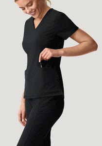 Women's Medical <b>Scrub</b> Set V-Neck Stretch Woven Polyester/Cotton <b>Uniform</b> <b>Scrub</b> Tops Needle Detection Seamless Fusing Hospital - Product Image 4