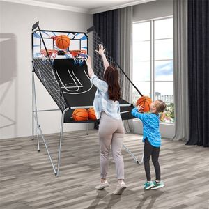 Set da gioco elettronico da basket doppio per interni con 4 palloni per bambini - Product Image 1