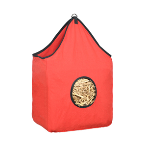 Premium Horse Hay Bag Red Round Opening <b>Canvas</b> Slow Feeder Durable Hanging Stable Feeding Bag for Travel Trailer Use - Product Image 4