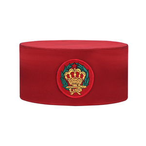 Chapeau de cérémonie ethnique en velours brodé avec couronne d'amarante, sur mesure, pour usage quotidien - Product Image 1