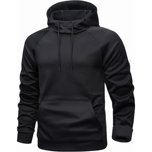Sudadera con Capucha de Felpa Ecológica para Verano, Corte Regular, Color Negro, de Run Apparel, 50% Poliéster, 50% Algodón, Transpirable, con Bolsillo - Product Image 1
