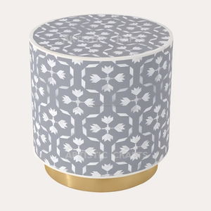 Tabouret d'incrustation d'os vieilli de conception de fleur bleue et blanche de haute qualité pour le jardin et les barres de chambre à coucher de salon de maison - Product Image 4