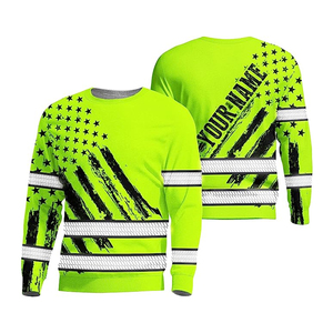 Camisa de Manga Larga de Alta Visibilidad, Uniforme de Empresa, Reflectante, Verde, con Nombre y Logotipo Personalizados, Ropa de Trabajo de Seguridad - Product Image 1