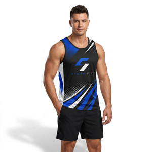 เสื้อกล้ามผู้ชาย Storm Fit แบบไม่มีแขน พิมพ์ลายด้วยความร้อน โพลีเอสเตอร์ 100% แห้งเร็ว คอกลม น้ำหนัก 180 กรัม ผ้าไม่ทอ สำหรับออกกำลังกายและเล่นกีฬา - Product Image 2