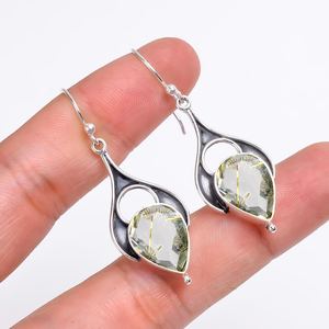 Amethyst Drop <b>Earrings</b> 925 Sterling Silver Dangle Pear Gemstone Handmade Jewelry Gift for Women Export India Nikhil Gems NG-033 - Product Image 3