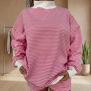 Sudadera Oversize de Cuello Redondo para Mujer, Color Negro Sólido, Casual, Manga Larga, Estilo Urbano para Invierno - Product Image 5