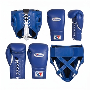 <span class=keywords><strong>Guantoni</strong></span> da <span class=keywords><strong>Boxe</strong></span> Winning in Pelle Blu Antiscivolo <span class=keywords><strong>10</strong></span> <span class=keywords><strong>Oz</strong></span>, Set con Caschetto Allacciato e Protezione Inguinale per Adulti, Attrezzatura per Allenamento e Sparring - Product Image 4
