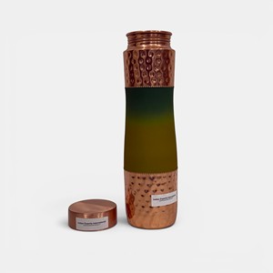Leak-Proof Pure Copper Ayurvedic <b>Flask</b> – Green Ombre & Hammered Finish. ( Certified pure copper ) - Product Image 3