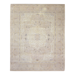 Tapis d'appoint en pure laine noué à la main - Tapis oriental de luxe à motif médaillon, à poils ras, marron, pour salon sophistiqué - Product Image 4