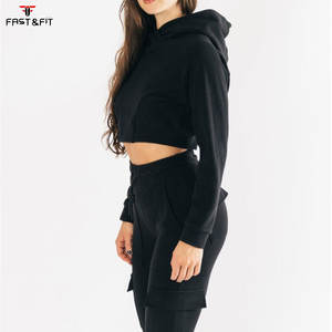 Hoodie court personnalisé pour femme avec logo frontal, 100 % coton, séchage rapide, décontracté, coupe oversize - Product Image 5