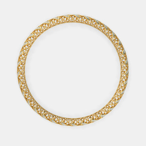 Brazalete de Oro con Diseño de Hojas y Diamantes en Forma de Ola - Product Image 3