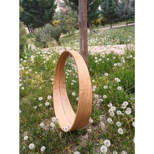 Miroir mural en bois de style farmhouse moderne, design rond décoratif, fait main, écologique, durable - Product Image 5