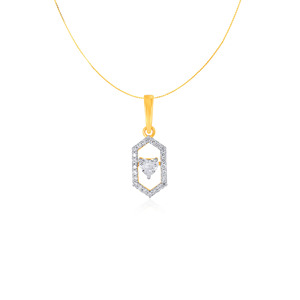 Pendentif hexagonal en or jaune pour femme avec cœur et diamants ronds cultivés en laboratoire, pendentif minimaliste pour tous les jours - Product Image 2