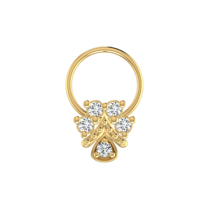 AJRETAIL Women's Classic 14K <b>Yellow</b>-Gold Layered Floral & Teardrop Design Nose Pin - Product Image 1