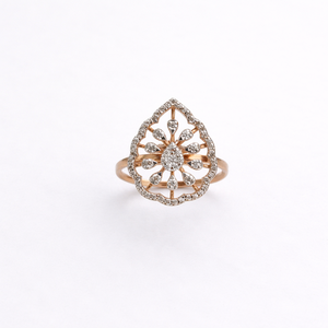 14KT Rose Gold Pear Shape Diamond Floral Halo <b>Ring</b> for Women Vintage <b>Statement</b> Wedding Party Fine Jewelry High Polish Gift - Product Image 3