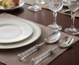 Crystal Handle Salad Server Set Stainless Steel <b>Mirror</b> Polish With Clear Crystal For Tableware Dining Home Cafe And Restaurant - Product Image 1